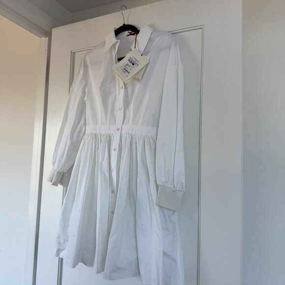 NWT Alexander McQueen Mini Shirt Dress Corset Stitch Fit & Flare White Poplin - Picture 6 of 12